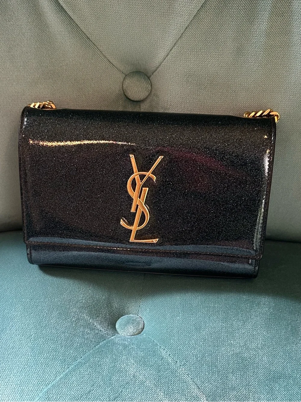 Saint Laurent Black Patent YSL Chain Crossbody - Picture 2 of 5